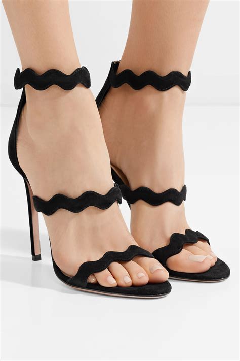 prada scalloped suede sandals uk|prada wedge sandals.